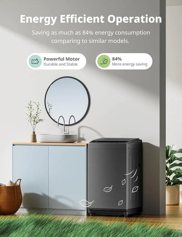 Alt view image 6 of 7 - COMFEE 1.6 Cu.ft Portable Washing Machine, 11lbs Capacity Fully Automatic Compact Washer with Wheels, 6 Wash Programs Laundry Drain Pump, Ideal for Apartments, RV, Camping, Magnetic Gray