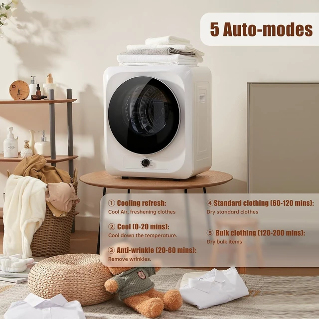 Alt view image 5 of 7 - Auertech Portable Washer and Dryer Combo Set, 18 lbs Fully Automatic Washing Machine, 1.5CuFt Portable Dryers, Compact Washer and Dryer for Apartment, RV, Dorm