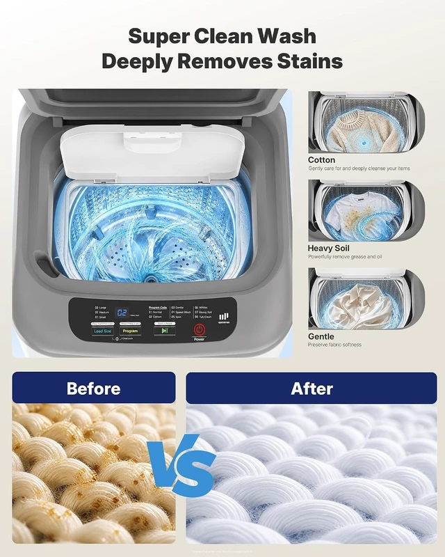 Alt view image 3 of 7 - Upstreman 10 lbs Fully Automatic Portable Washing Machine, Hot/Cold Water