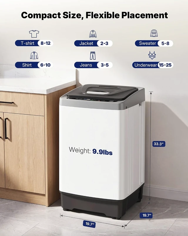 Alt view image 5 of 7 - Upstreman 10 lbs Fully Automatic Portable Washing Machine, Hot/Cold Water