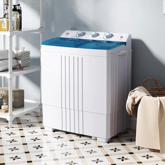 Alt view image 2 of 7 - Giantex Washing Machine, 20Lbs Capacity, Washer and Spinner Combo, Portable Compact Twin Tub 12Lbs Washing and 8Lbs Spinning, Inlet and Drain Hose, Laundry Washer for Apartment RV Dorm