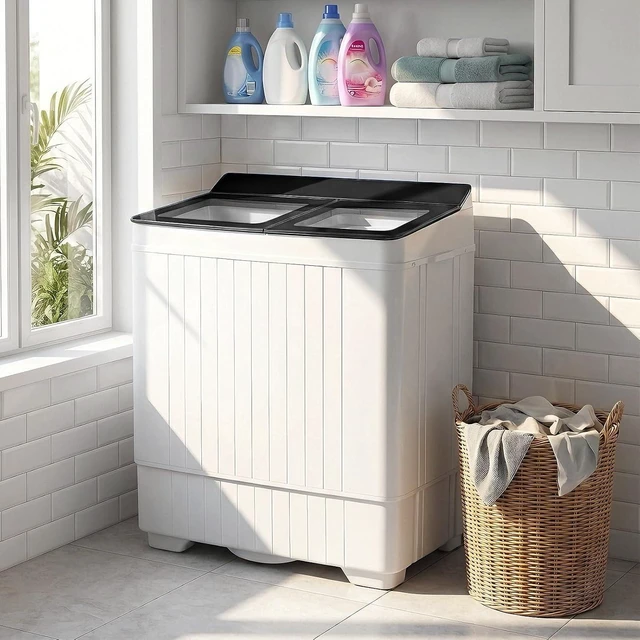 Alt view image 2 of 7 - COSTWAY 26Lbs Portable Washing Machine with Built-in Drain Pump, Black