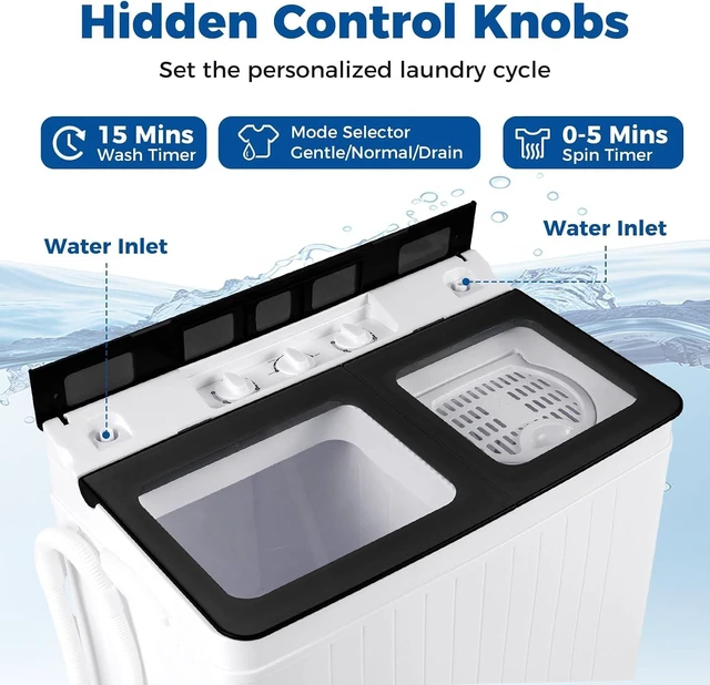 Alt view image 6 of 7 - COSTWAY 26Lbs Portable Washing Machine with Built-in Drain Pump, Black