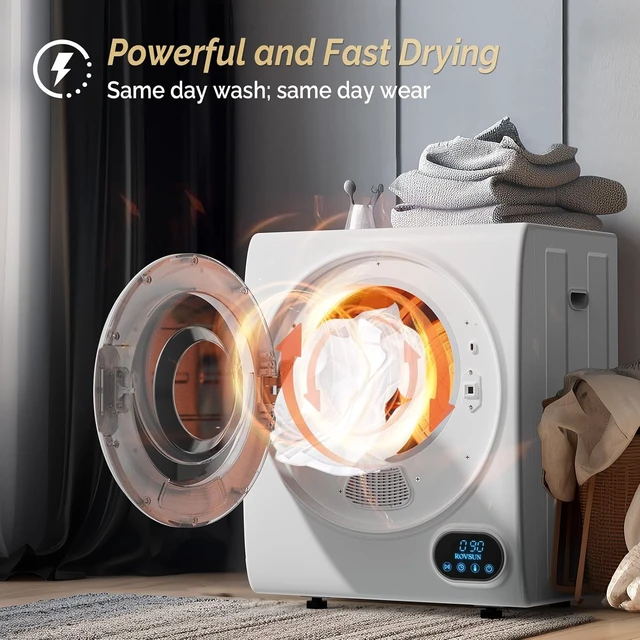 Alt view image 4 of 7 - ROVSUN 1.5CuFt Portable Clothes Dryer and 17.8LBS Full-Automatic Washing Machine Set, Compact Laundry Washer and Dryer Combo Set with Stainless Steel Inner Tub, for Apartment, Dorms, Home