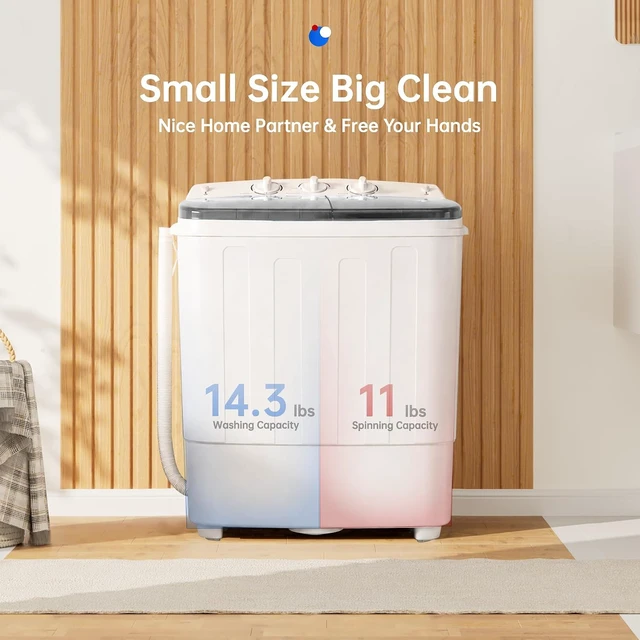 Alt view image 2 of 7 - Bonusall Portable Washing Machine 25.3 Lbs 3 Capacity Sizes 6.6/25/28LBS, Lightweight Washer with Built-in Handle & Spin Dryer, Easy Operate Mini Laundry Washer for Apartments Dorms RVs Studio Closet