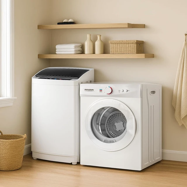 Alt view image 3 of 7 - ROVSUN 1.8CuFt Portable Clothes Dryer and 17.8LBS Full-Automatic Washing Machine Set, Compact Laundry Washer and Dryer Combo Set with Stainless Steel Inner Tub, for Apartment, Dorms, Home