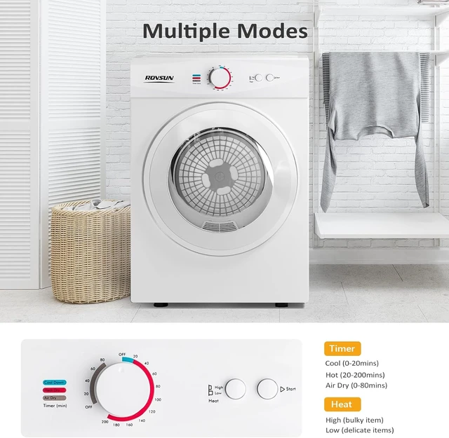 Alt view image 5 of 7 - ROVSUN 1.8CuFt Portable Clothes Dryer and 17.8LBS Full-Automatic Washing Machine Set, Compact Laundry Washer and Dryer Combo Set with Stainless Steel Inner Tub, for Apartment, Dorms, Home
