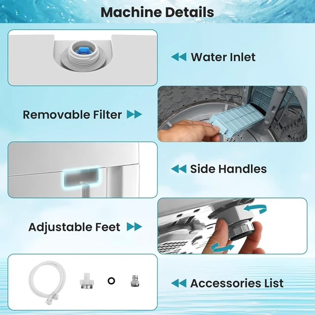 Alt view image 5 of 7 - Nictemaw 20 lbs Portable Washing Machine, Compact Washer for Apartment