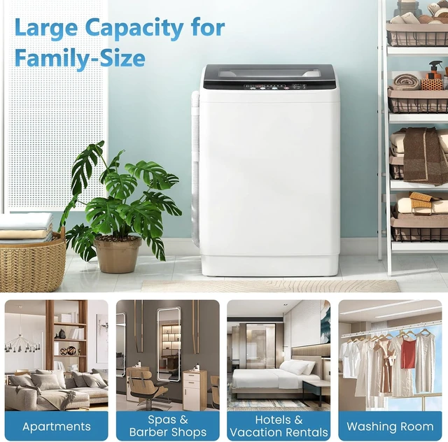 Alt view image 6 of 7 - Auertech Washing Machine, 3.0 cu.ft Fully Automatic Washer with Drain Pump, 12 Programs, 8 Water Levels, Large Washer Dryer Combo for Home Washing Room
