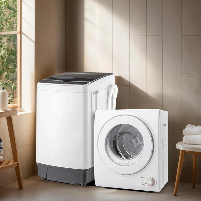 Alt view image 2 of 7 - ROVSUN 1.5CuFt Portable Clothes Dryer and 17.6LBS Full-Automatic Washing Machine Set, Compact Laundry Washer and Dryer Combo Set with Stainless Steel Inner Tub, for Apartment, Dorms, Home