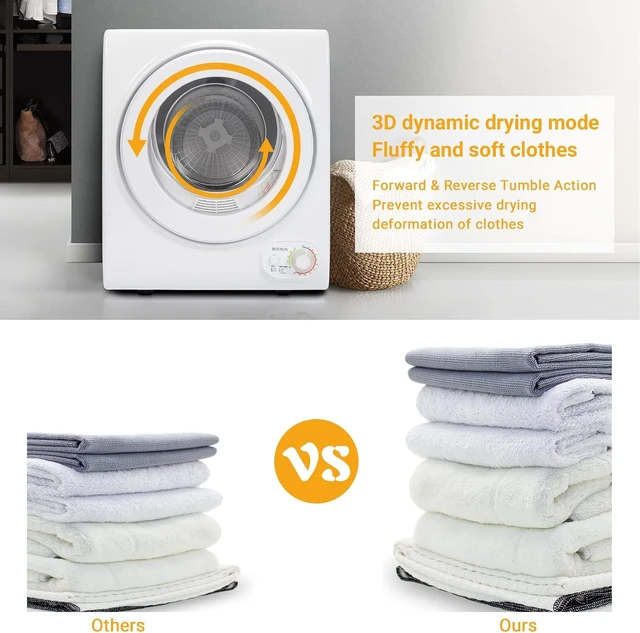 Alt view image 3 of 7 - ROVSUN 1.5CuFt Portable Clothes Dryer and 17.6LBS Full-Automatic Washing Machine Set, Compact Laundry Washer and Dryer Combo Set with Stainless Steel Inner Tub, for Apartment, Dorms, Home