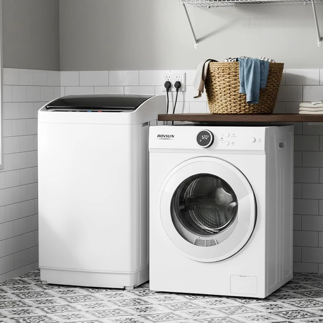 Alt view image 3 of 7 - ROVSUN 17.8LBS Full-Automatic Washing Machine and 1.8CuFt Portable Clothes Dryer Set, Compact Laundry Washer and Dryer Combo Set with Stainless Steel Inner Tub, for Apartment, Dorm, Home