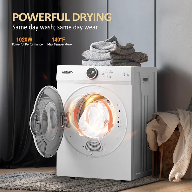 Alt view image 4 of 7 - ROVSUN 17.8LBS Full-Automatic Washing Machine and 1.8CuFt Portable Clothes Dryer Set, Compact Laundry Washer and Dryer Combo Set with Stainless Steel Inner Tub, for Apartment, Dorm, Home