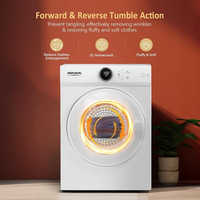 Alt view image 6 of 7 - ROVSUN 17.8LBS Full-Automatic Washing Machine and 1.8CuFt Portable Clothes Dryer Set, Compact Laundry Washer and Dryer Combo Set with Stainless Steel Inner Tub, for Apartment, Dorm, Home