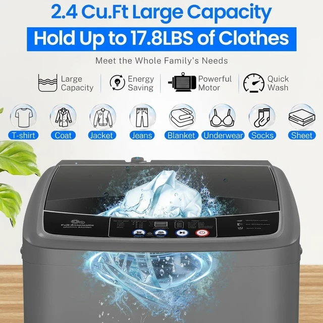 Alt view image 2 of 7 - Nictemaw 17.8Lbs Portable Washing Machine, Apartment Washer, Drain Pump