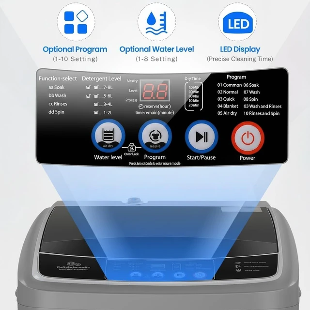 Alt view image 4 of 7 - Nictemaw 17.8Lbs Portable Washing Machine, Apartment Washer, Drain Pump