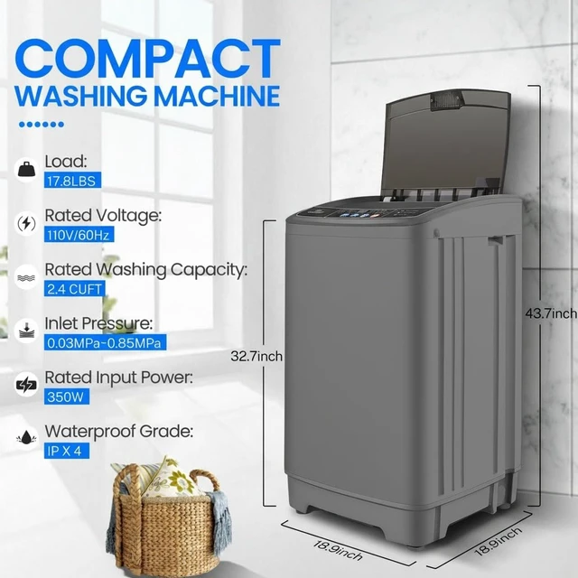Alt view image 6 of 7 - Nictemaw 17.8Lbs Portable Washing Machine, Apartment Washer, Drain Pump