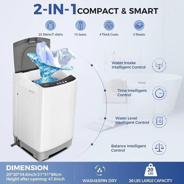 Alt view image 2 of 7 - Nictemaw Portable Washing Machine, 20Lbs 2.8 Cu.ft Turbo Wash for Apartment