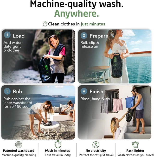 Alt view image 4 of 7 - Scrubba Wash Bag Patented Washboard-in-a-Bag 5 oz Travel Clothes Washer