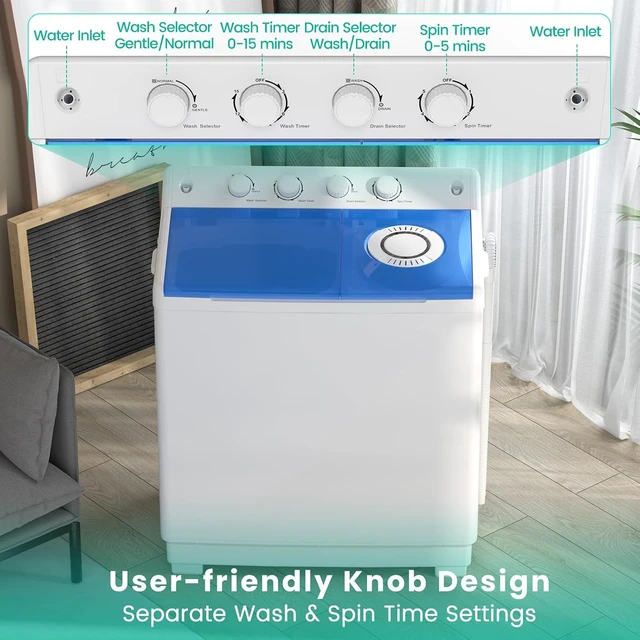 Alt view image 3 of 7 - Auertech 48 Lbs Portable Washing Machine, Large Portable Washer for Apartments with 30 Lbs Washer & 18 Lbs Spinner, Clothes Washer Machine with Drain Pump for Apartment, Dormitory and RVs