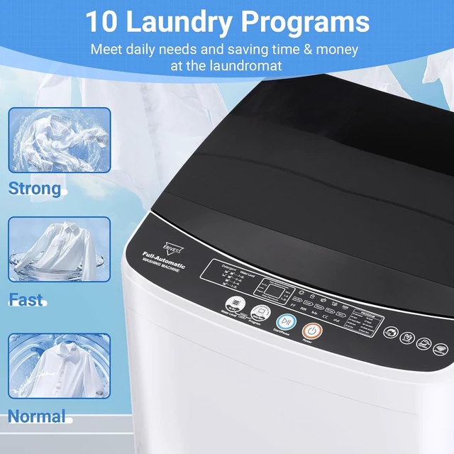 Alt view image 3 of 7 - Erivess 2.0 Cu.Ft Full Automatic Washer & 1.6 Cu.Ft Compact Dryer Combo Set
