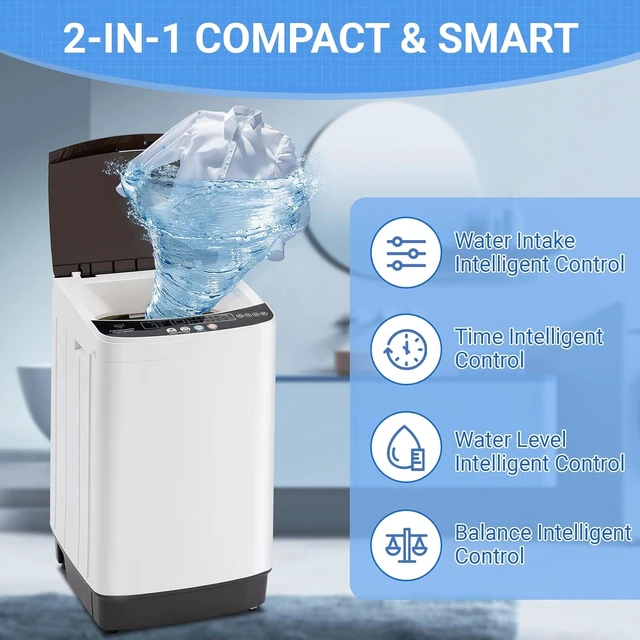 Alt view image 4 of 7 - Erivess 2.0 Cu.Ft Full Automatic Washer & 1.6 Cu.Ft Compact Dryer Combo Set