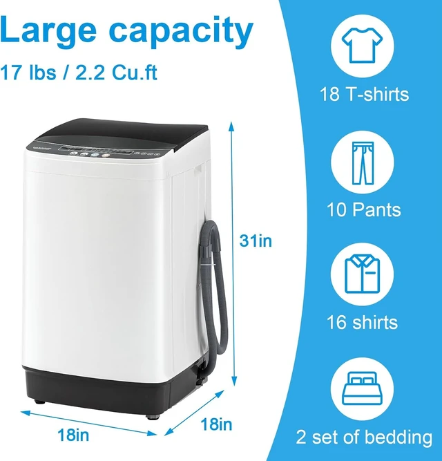 Alt view image 3 of 7 - Portable Washing Machine 2.2 Cu.Ft, Full Automatic 10 Programs
