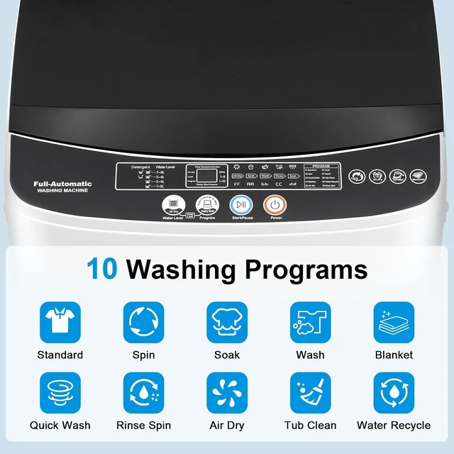 Alt view image 5 of 7 - Portable Washing Machine 2.2 Cu.Ft, Full Automatic 10 Programs
