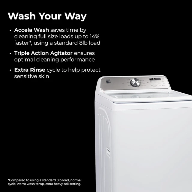 Alt view image 3 of 7 - Kenmore 4.1 cu. ft. Top Load Washer with Triple Action Agitator - White