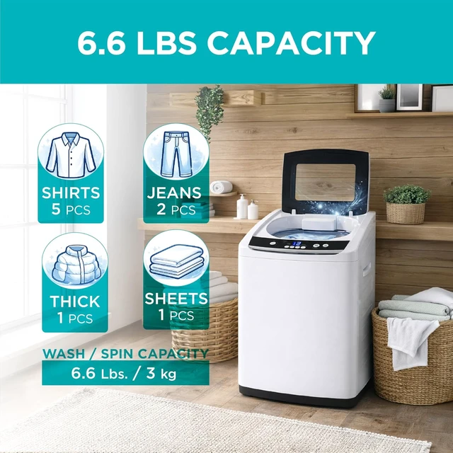 Alt view image 2 of 7 - BLACK+DECKER 0.9 Cu. Ft. Portable Washer, 6.6 lb. Capacity, BPWM09W, White