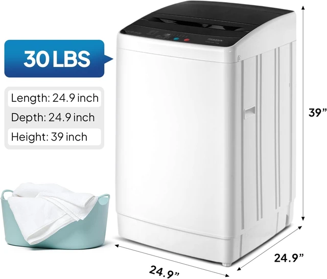 Alt view image 7 of 7 - ROVSUN 30LBS Washing Machine, Full-Automatic Portable Washer with Stainless Steel Drum, Electric Laundry Machine, Washer and Spin Dryer Combo with Drain Pump for Home, Apartment