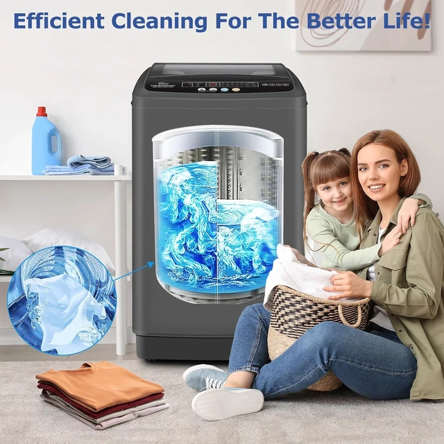 Alt view image 7 of 7 - Nictemaw 25Lbs Portable Washing Machine for Apartment, Slow-Close Glass Lid