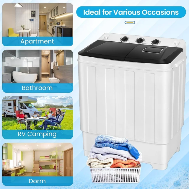 Alt view image 4 of 7 - Nictemaw Portable Washing Machine for Apartment, 30Lbs Twin Tub Drain Pump