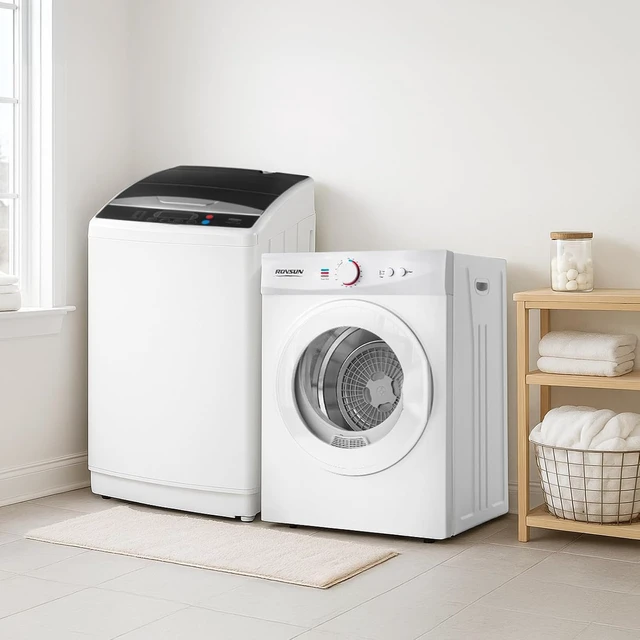 Alt view image 3 of 7 - ROVSUN 25LBS Full Automatic Washing Machine and 1.8CuFt Portable Clothes Dryer Set, Compact Laundry Washer and Dryer Combo Set with Stainless Steel Inner Tub, for Apartment, Dorms, Home