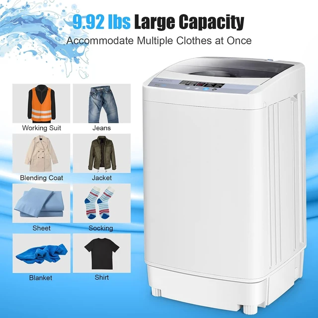 Alt view image 4 of 7 - COSTWAY Portable Washing Machine, 12 Lbs Capacity Full-automatic Washer with 10 Wash Programs, LED Display, 8 Water Levels, Compact Laundry Washer and Dryer Combo for Home, Apartment, Dorm, RVs