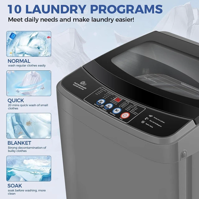 Alt view image 3 of 7 - Nictemaw Portable Washing Machine, 20Lbs 2.8 Cu.ft, 95% Spin Dry, Glass Lid