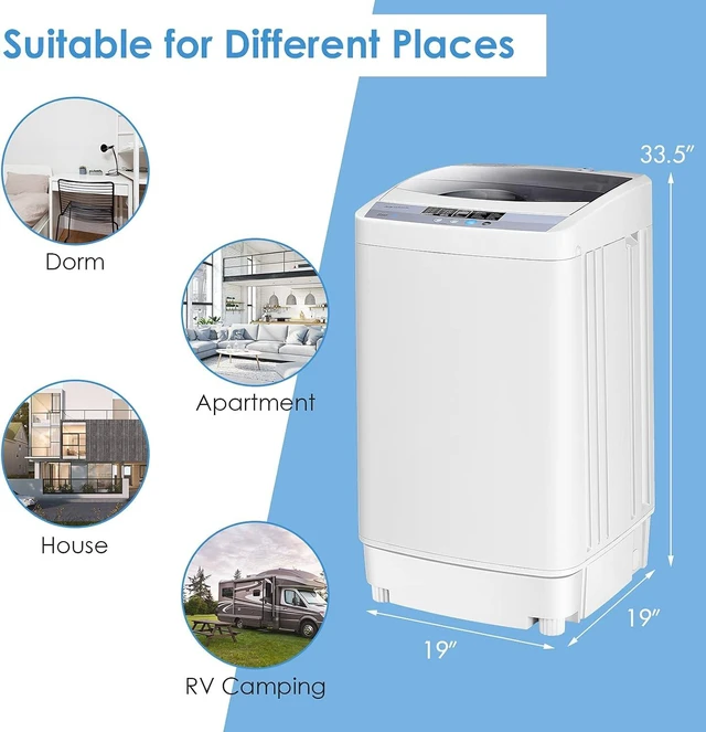 Alt view image 5 of 7 - Giantex Washing Machine Portable Compact 12lbs Capacity Full-Automatic W/Drain Pump,10 programs 8 Water Level 1.34 Cu.ft Cloth Washer and Spinner