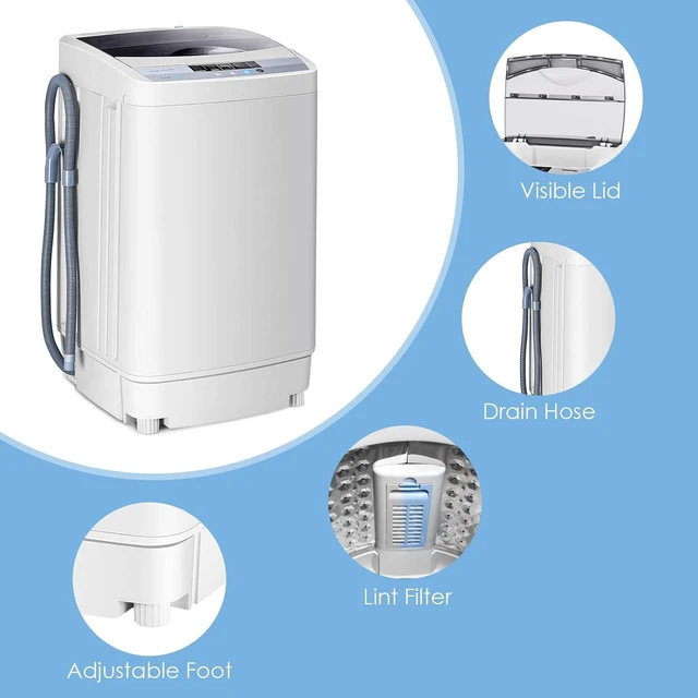 Alt view image 7 of 7 - Giantex Washing Machine Portable Compact 12lbs Capacity Full-Automatic W/Drain Pump,10 programs 8 Water Level 1.34 Cu.ft Cloth Washer and Spinner