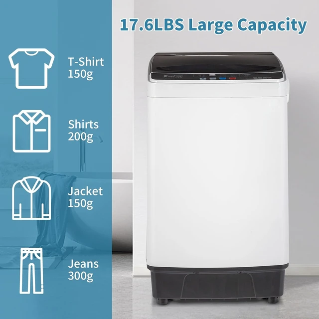 Alt view image 2 of 7 - ROVSUN 17.6lbs Full Automatic Washing Machine, 2 in 1 Portable Laundry ClothesWasher with Drain Pump, Compact Washer and Dryer Combo, Top Load Washer for House Apartment Dorm