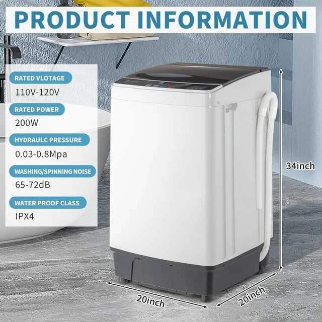 Alt view image 7 of 7 - ROVSUN 17.6lbs Full Automatic Washing Machine, 2 in 1 Portable Laundry ClothesWasher with Drain Pump, Compact Washer and Dryer Combo, Top Load Washer for House Apartment Dorm