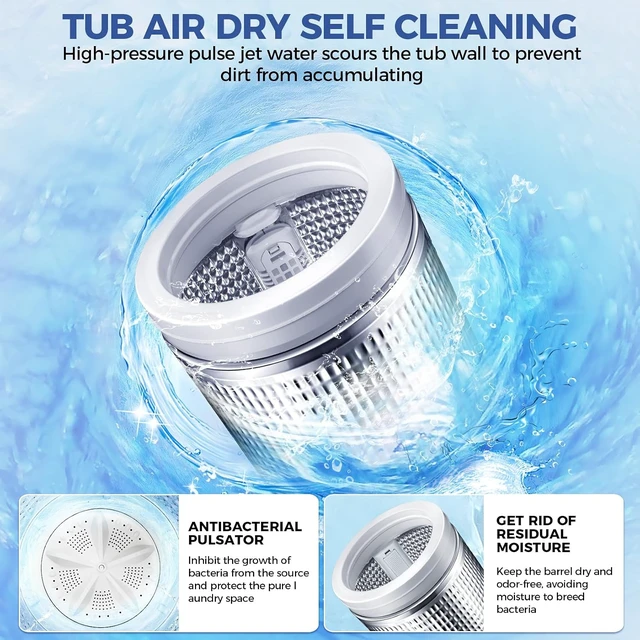 Alt view image 6 of 7 - Nictemaw Portable Washing Machine, 17.8Lbs 2.4 Cu.ft, Glass Lid, Drain Pump