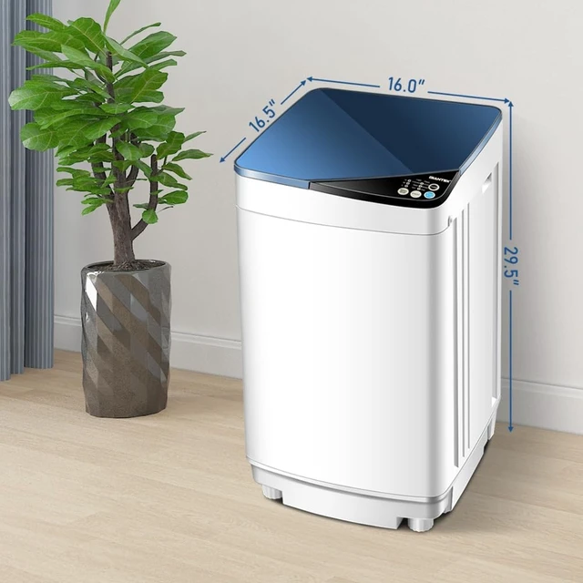 Alt view image 3 of 7 - Waterjoy Portable Washing Machines, 7.7 lbs Load Capacity Portable Washer and Dryer Combo with Built-in Barrel Light & LED Display for Household and Apartment Blue