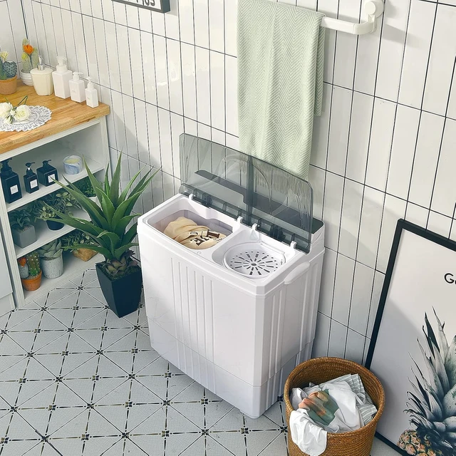 Alt view image 6 of 7 - Giantex Portable Washing Machine, 21lbs Capacity, 14.4lbs Washer and 6.6Llbs Spinner, Compact for Apartment RV, White & Gray, GT-GE-10390US-GR-FP