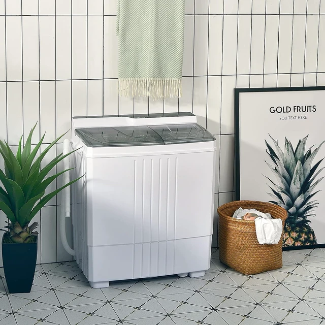 Alt view image 7 of 7 - Giantex Portable Washing Machine, 21lbs Capacity, 14.4lbs Washer and 6.6Llbs Spinner, Compact for Apartment RV, White & Gray, GT-GE-10390US-GR-FP