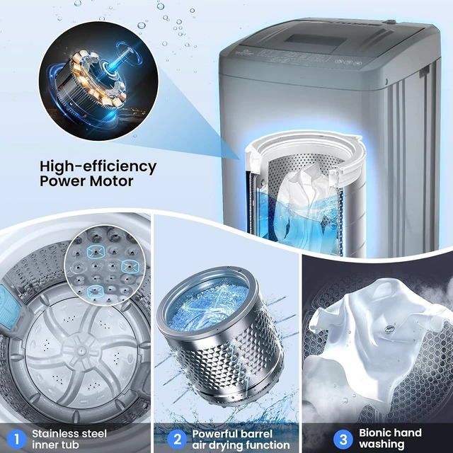 Alt view image 4 of 7 - Nictemaw 2.4 Cu.ft Full Automatic Portable Washing Machine with Drain Pump