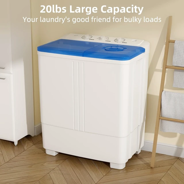 Alt view image 2 of 7 - Zynkez Portable Washing Machine, 20Lbs Compact Twin Tub Laundry Washer with Built-in Drain Pump, Semi-Automatic 12Lbs Washer and 8Lbs Spinner Combo for Apartments, Dorms, RVs