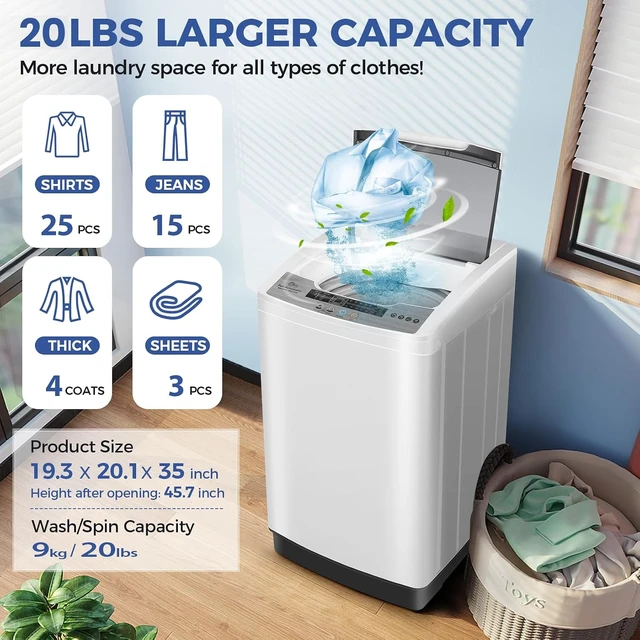 Alt view image 2 of 7 - Nictemaw Washing Machine for Apartment, 20Lbs 2.8Cu.ft with Drain Pump 480W