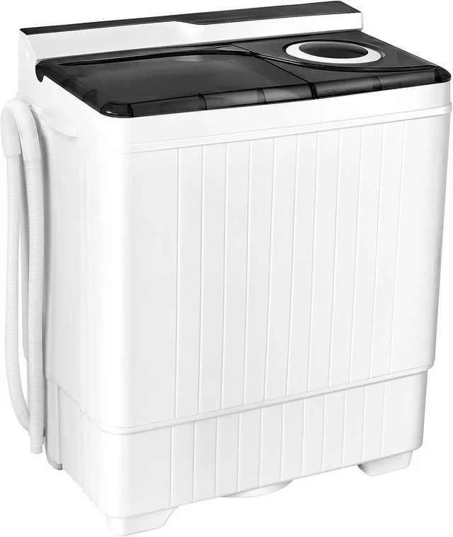 Main image of Giantex Washing Machine Semi-automatic, Twin Tub Washer with Spin Dryer, 26lbs Capacity, Built-in Drain Pump, Portable Laundry Washer, Compact Washing Machine for Apartment, Dorm and RV (White+Gray)