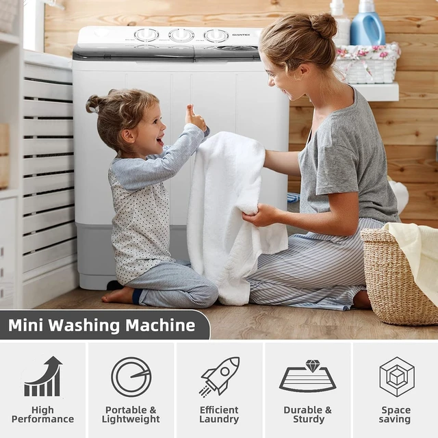 Alt view image 2 of 7 - Giantex Portable Washing Machine, 2 in 1 Laundry Washer and Spinner Combo, 22lbs Capacity 13.2 lbs Washing 8.8 lbs Spinning, Timer Control, Drain Pump, Dorm Apartment Semi-Automatic Twin Tub Washer