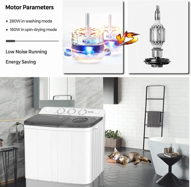 Alt view image 6 of 7 - Giantex Portable Washing Machine, 2 in 1 Laundry Washer and Spinner Combo, 22lbs Capacity 13.2 lbs Washing 8.8 lbs Spinning, Timer Control, Drain Pump, Dorm Apartment Semi-Automatic Twin Tub Washer